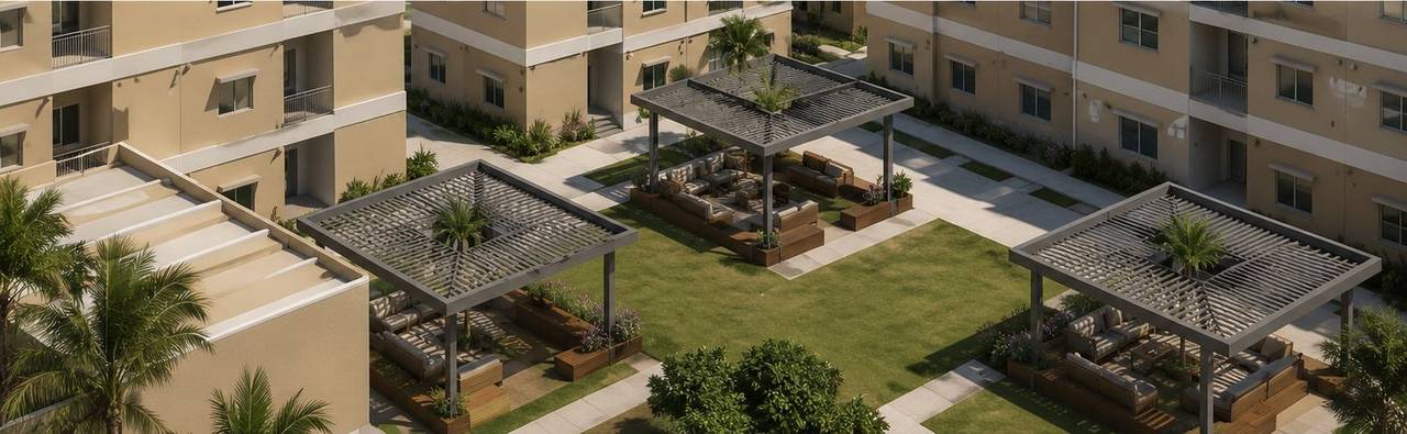 Multi-family community concept — aerial courtyard